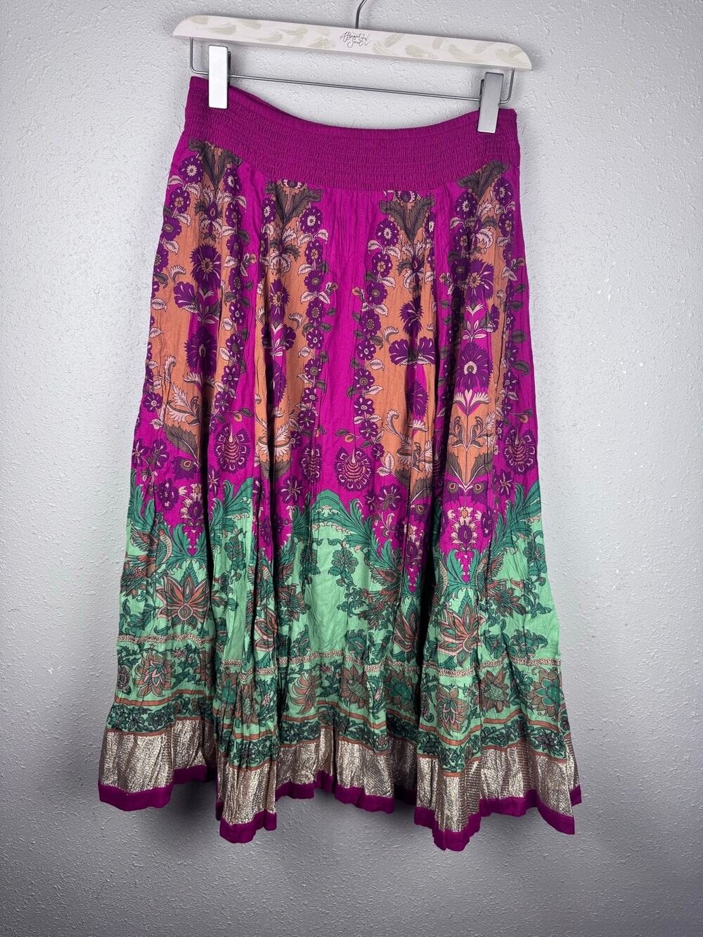 Soft Suroundings Bohemian Exotic Alfonso Del Mar Maxi Skirt Womens size PM